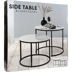Kihúzható kerek asztal, 2 db, 60/50 cm, fehér