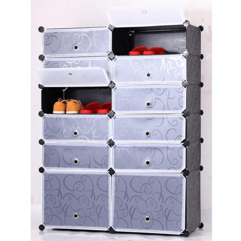 Modularer Schuh-Organizer, Schwarz/Milchweiß, BEKIM TYP 2