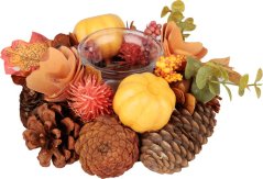 Ikebana MagicHome Nature, jesen, narančasta, za svijeću, 15x8 cm