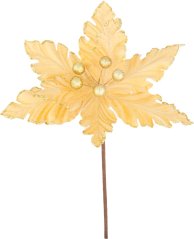Kvet MagicHome Vianoce, Poinsettia, zlatá, 30 cm, veľkosť kvetu: 20,5 cm