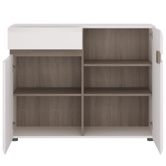 Kommode, Weiß Extra Hochglanz HG/Sonoma dunkle Trüffeleiche, LYNATET TYP 35