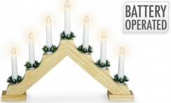 Božični svečnik 7 LED sveč 39,5x5x31 cm, s časovnikom, les