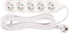 Kabel DG-F805B L-5 m, przedłużacz, biały, 5x gniazdo