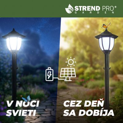 Strend Pro Vrtna svjetiljka, lančić, solarna, 1x LED, 16,5x16,5x71,5 cm