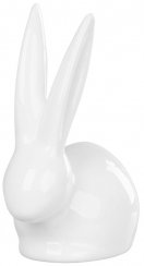Dekorace MagicHome, Zajíček s dlouhýma ušima, bílý, porcelán, 10,1x6,5x13,1 cm