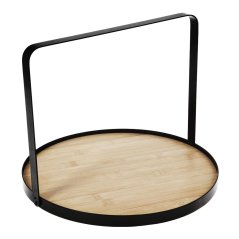 Tavă de servire cu mâner metalic, 35 cm