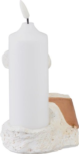 Dekoracja MagicHome, Krzyż ze świecą, LED, poliresin, na grób, 2xAA, 11,5x11,5x18 cm