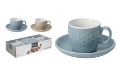 Pahar cu farfurie 90 ml 4+4 set gresie mix