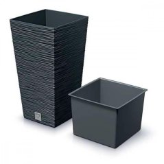 Kvetináč UH 295x295 mm FURU SQUARE antracit výška 550 mm s vložkou KLC