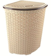 Koš za umazano perilo UH 52 l bež 40x40x58 cm kotni imitacija ratana