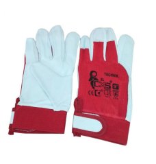 Kombihandschuhe, Textil-Leder TECHNIK rot-weiß 9"; KLC