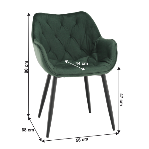 Designerski fotel, zielona tkanina Velvet, FEDRIS