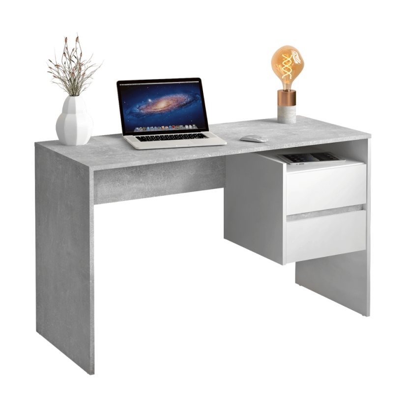 PC-Schreibtisch, Beton/Weiß, TULIO NEU