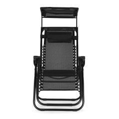 Kerti strandfotel állítható háttámlával és mozgatható baldachinnal MultiGarden Black