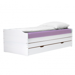 Krevet s pomoćnim ležajima na izvlačenje, bijeli, čvrsti, 90x200, FLOPY