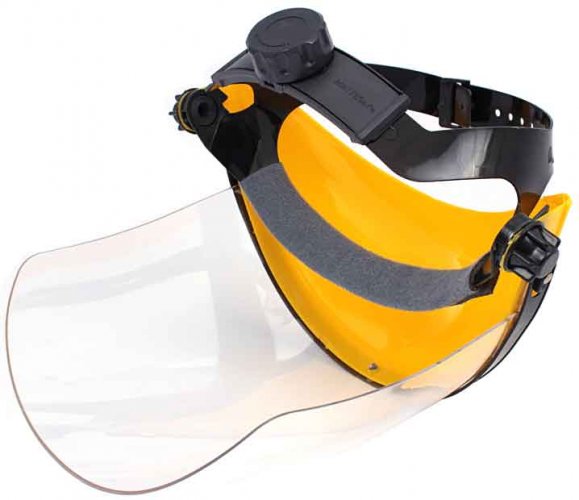 Ochranný obličejový štít z polykarbonátu s krytem hlavy, tloušťka 1,5 mm, XL-TOOLS