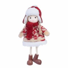 Agățat ornament GIRL 17cm textil roșu (acțiune)