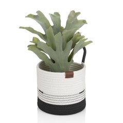 Coș Hedda 20 cm, amestec de bumbac și poliester, alb-negru