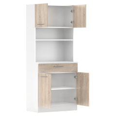 Sideboard mit vier Türen, Weiß/Sonoma-Eiche, DOMIS NEU (akce)
