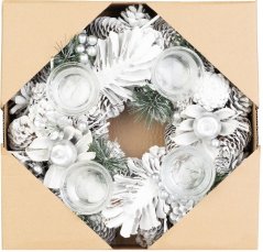 Veniec MagicHome Vianoce, adventný, biely, 32 cm