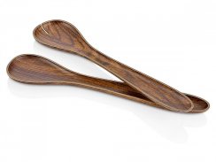 Lyžica a vidlička - šalátový príbor, plast - imitácia dreva