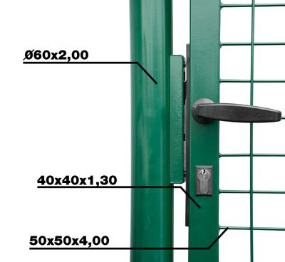 Brama Strend Pro METALTEC ECO, 1000/1500/50x50 mm, zielona, jednoskrzydłowa, ogrodowa, ZN+PVC, RAL6005