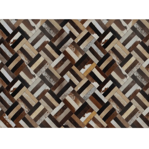 Luksusowy dywanik skórzany, brąz/czarny/beż, patchwork, 170x240, SKÓRA TYP 2