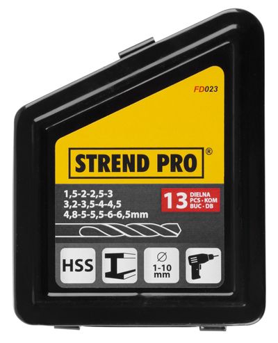 Strend Pro FD131 Bohrerset, 13-teilig, 1-10 mm, HSS, für Metall