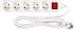 Kabel DG-F805BK L-3 m, przedłużacz, biały, 5x gniazdo + wyłącznik