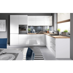 Unterer Eckschrank, Weiß/Weiß Extra Hochglanz, AURORA D90N