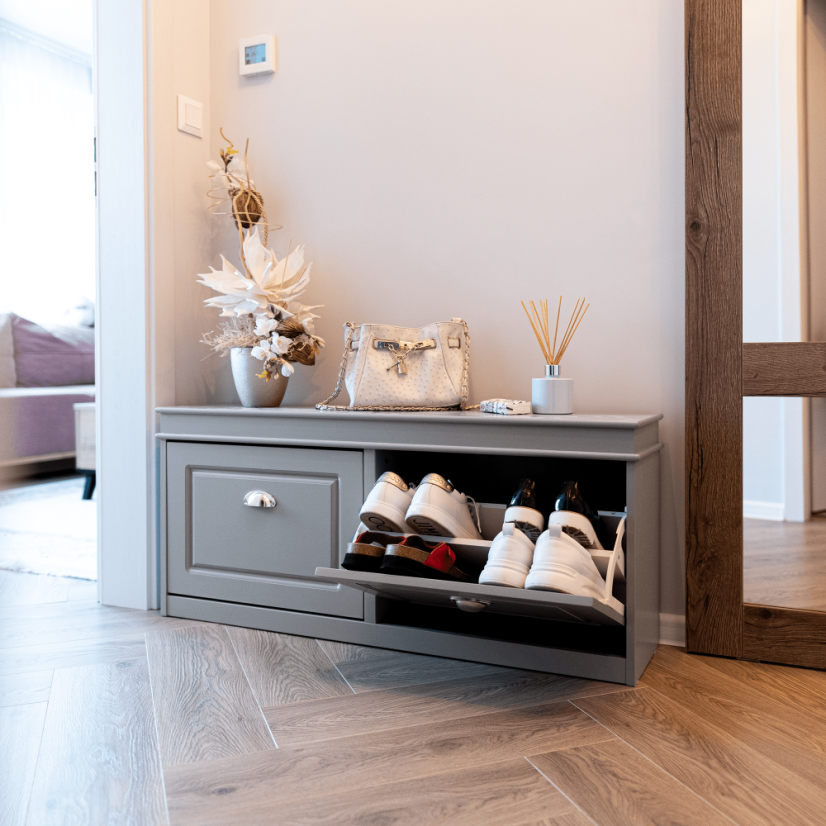 Schuhregal, 2-reihig, grau, SEBER TYP 4 (akce)