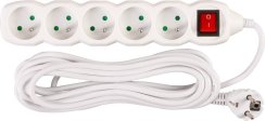 Kabel DG-F805BK L-5 m, podaljšek, bel, 5x vtičnica + stikalo