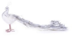 Decor de Craciun MagicHome, Paun, argintiu, puf, 50x20x23 cm