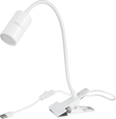 Lampa Strend Pro, stołowa, z klipsem do mocowania, Alu, biała, USB, 41 cm