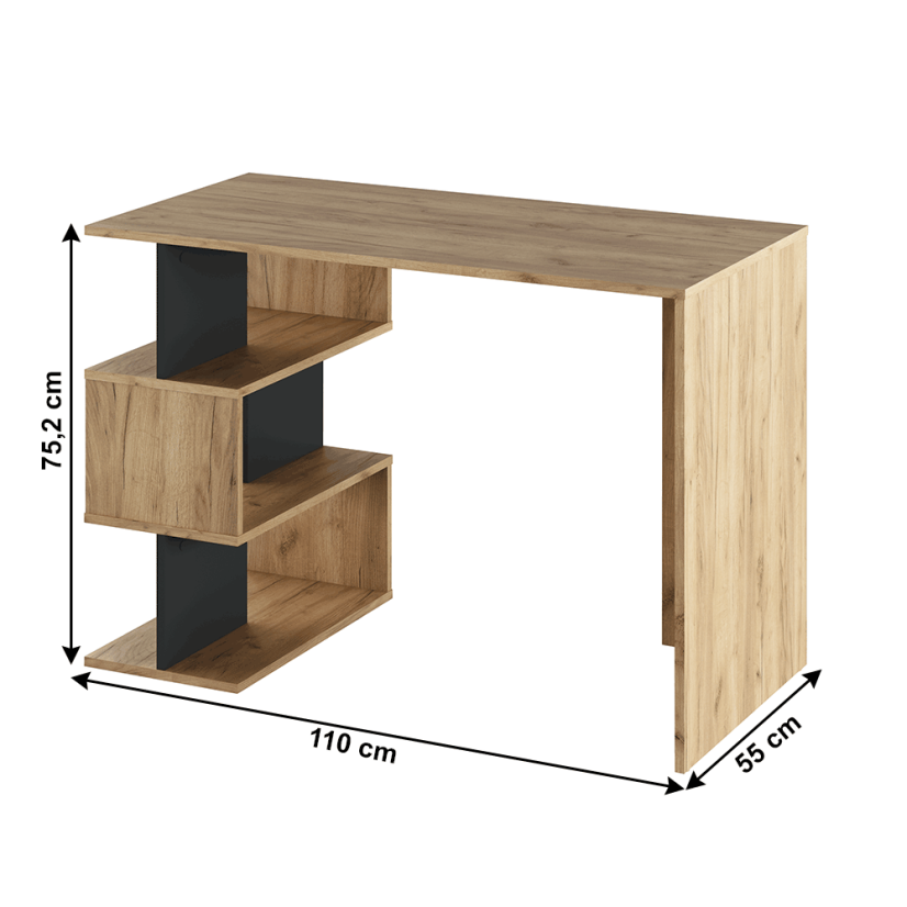 PC-Schreibtisch, Artisan-Eiche/Graphit, ABES