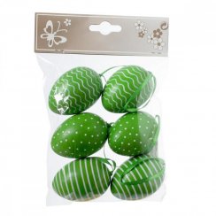 Viseći ukrasni plastični jaje 6 cm set od 6 zelenih komada