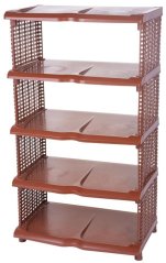 Regał na buty Strend Pro, 5 półek, plastik, rattan, 48x30,5x86 cm