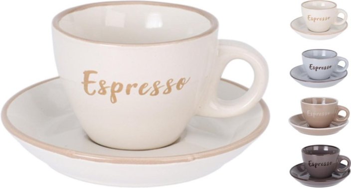 Šálka s podšálkou 100 ml 1+1 sada espresso kameninová, mix