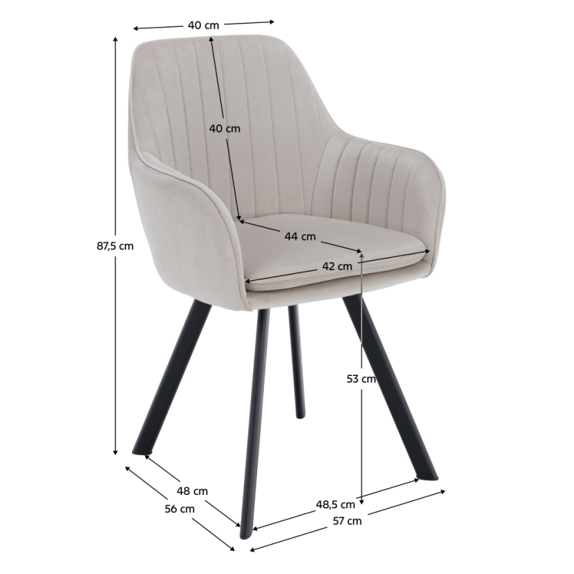 Designer-Sessel, beige Samtstoff, AURIL