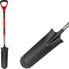 Strend Pro Premium RedShark Spaten, schmal, Drainage, mit Fiberglasstiel D 1280 mm