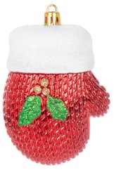 MagicHome Weihnachtsdekoration, Set, 2 Stück, 10 cm, Handschuhe, rot, für den Weihnachtsbaum