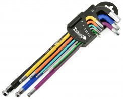 Zestaw 9-częściowych kluczy imbusowych, kolorowych, 1,5-10 mm, S2, TWARDE