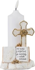Dekoracja MagicHome, Krzyż ze świecą, LED, poliresin, na grób, 2xAA, 11,5x11,5x18 cm