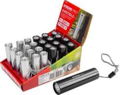 Svietidlo Strend Pro Flashlight NX1051, 50 lm, USB nabíjanie, čierna/strieborná, 77x19 mm, sellbox 24 ks