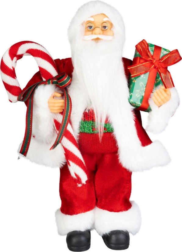 Dekorácia MagicHome Vianoce, Santa, s darčekom, červený, 60 cm (akce)