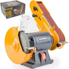 Tischschleifer 2 in 1, Schleifstein 150 mm, Schleifband 656x50 mm, PM-SS-1850M-2W1, POWERMAT