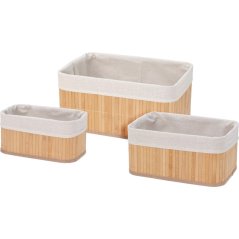 Set de 3 coșuri de depozitare pentru baie din bambus