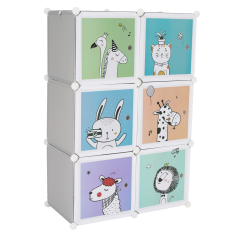 Dječji modularni ormar, siva/dječji uzorak, BIARO - AKCIJA