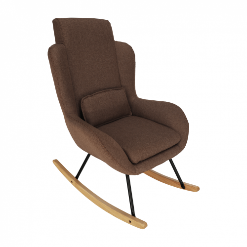 Fotel bujany, jasnobrązowa tkanina/drewno, HARPER