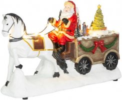 Dekorácia MagicHome Vianoce, Santa s koňom, LED, 3xAA, interiér